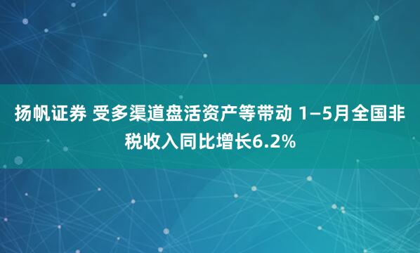 扬帆证券 受多渠道盘活资产等带动 1—5月全国非税收入同比增长6.2%
