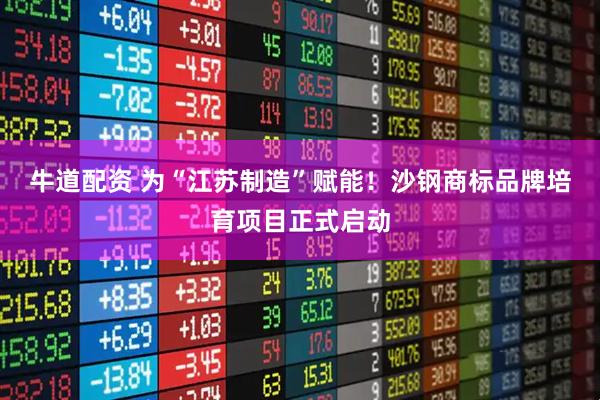 牛道配资 为“江苏制造”赋能！沙钢商标品牌培育项目正式启动